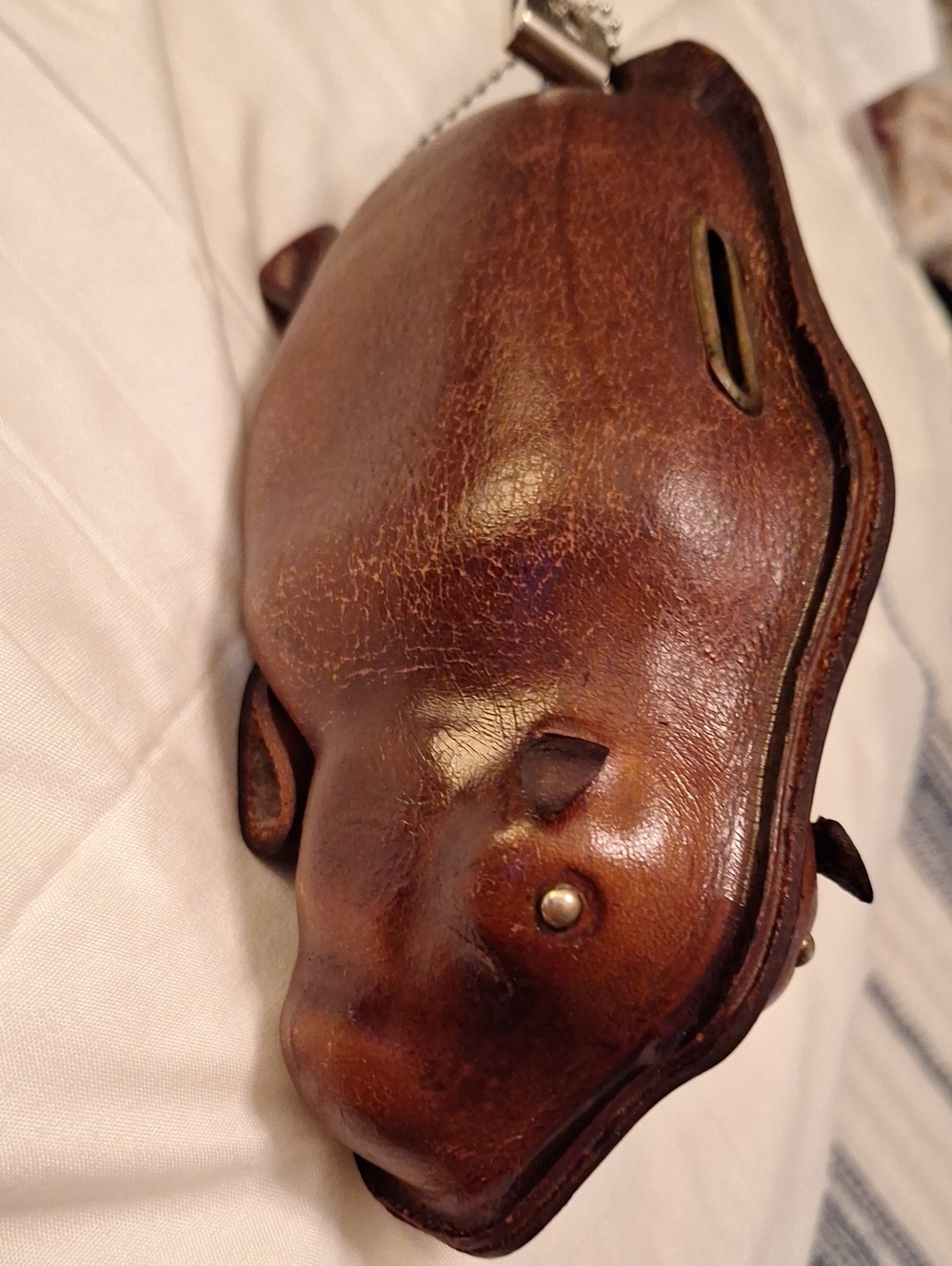 VINTAGE KOUNOI LEATHER JAPANESE ANIMAL BANK HIPPOPATAMUS